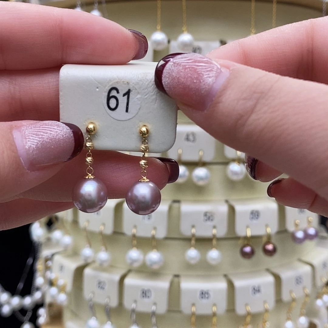 淡水珍珠耳饰18K金镶嵌