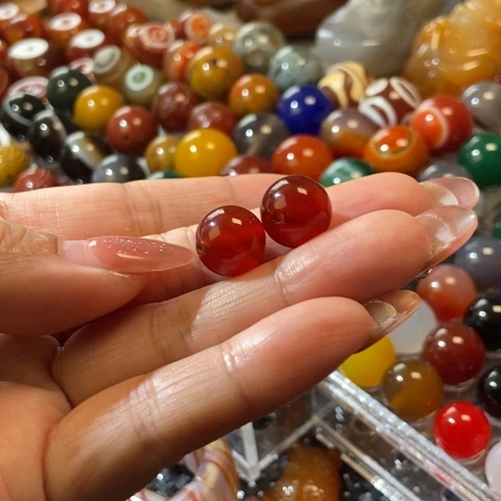 玛瑙/玉髓未镶嵌珠宝半成品12mm红色两个