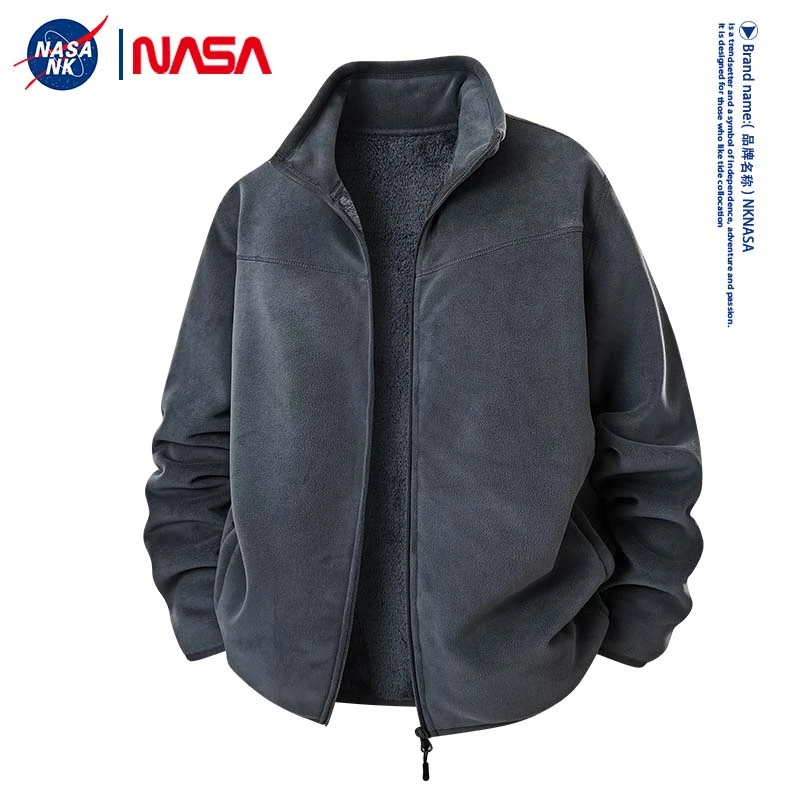 NASA联名潮牌摇粒绒男士外套秋冬季新款保暖户外运动休闲立领夹克