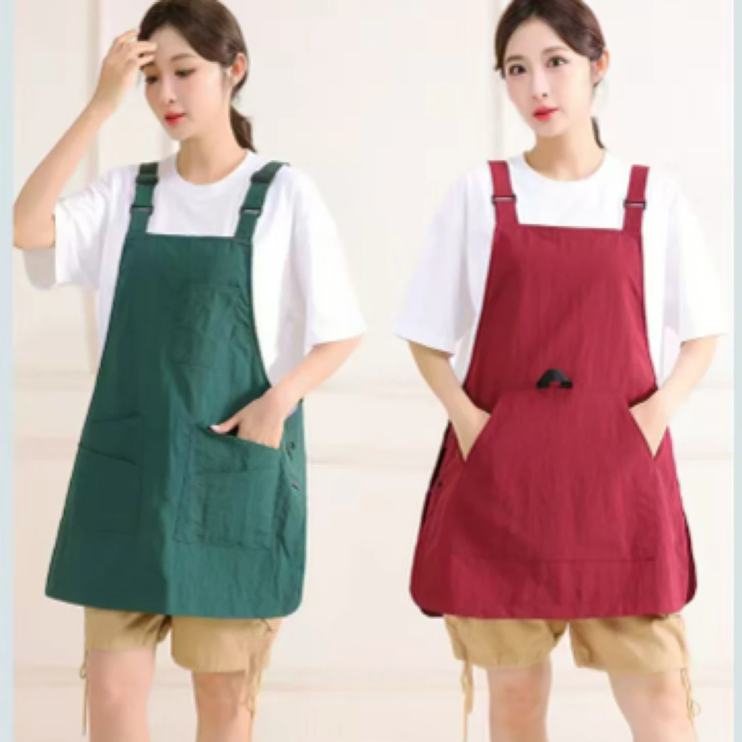 多口袋围裙家用厨房做饭餐饮双面围裙防泼水防污居家户外工作