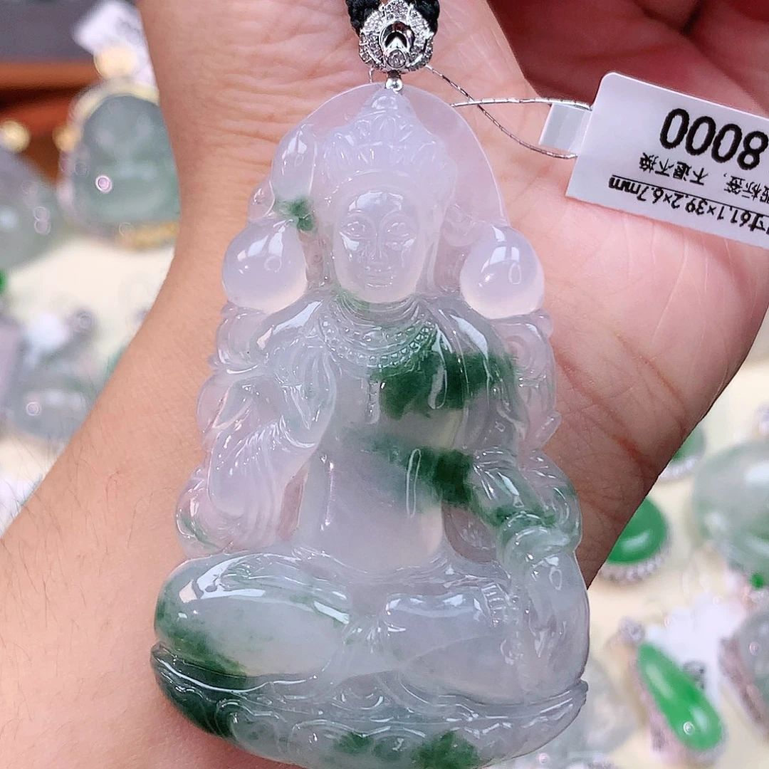 颈饰18K金镶嵌翡翠度母