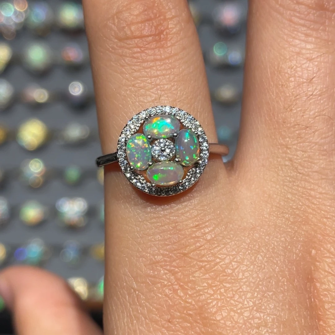 欧泊银S925镶嵌欧泊戒指