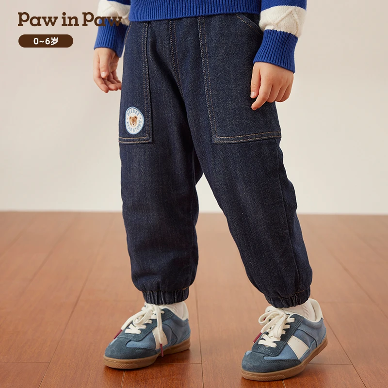 【高色牢度】PawinPaw卡通小熊童装秋冬男宝宝加绒牛仔裤PCTJE4T71E