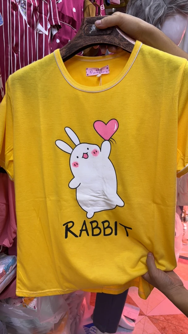 薄款卡通动漫夏季黄色宽松学生睡衣青少年休闲