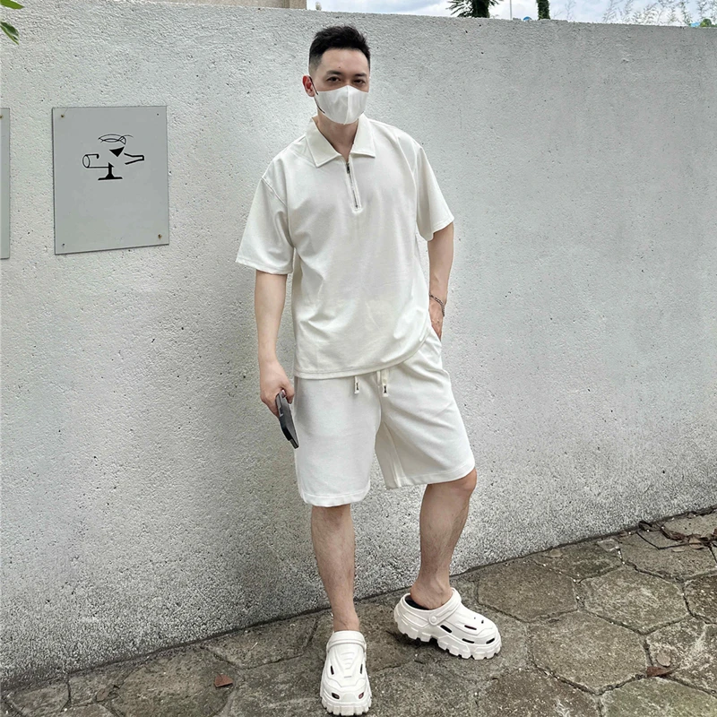 夏季新款男士时尚休闲运动套装短袖POLO衫T恤短裤潮牌百搭两件套