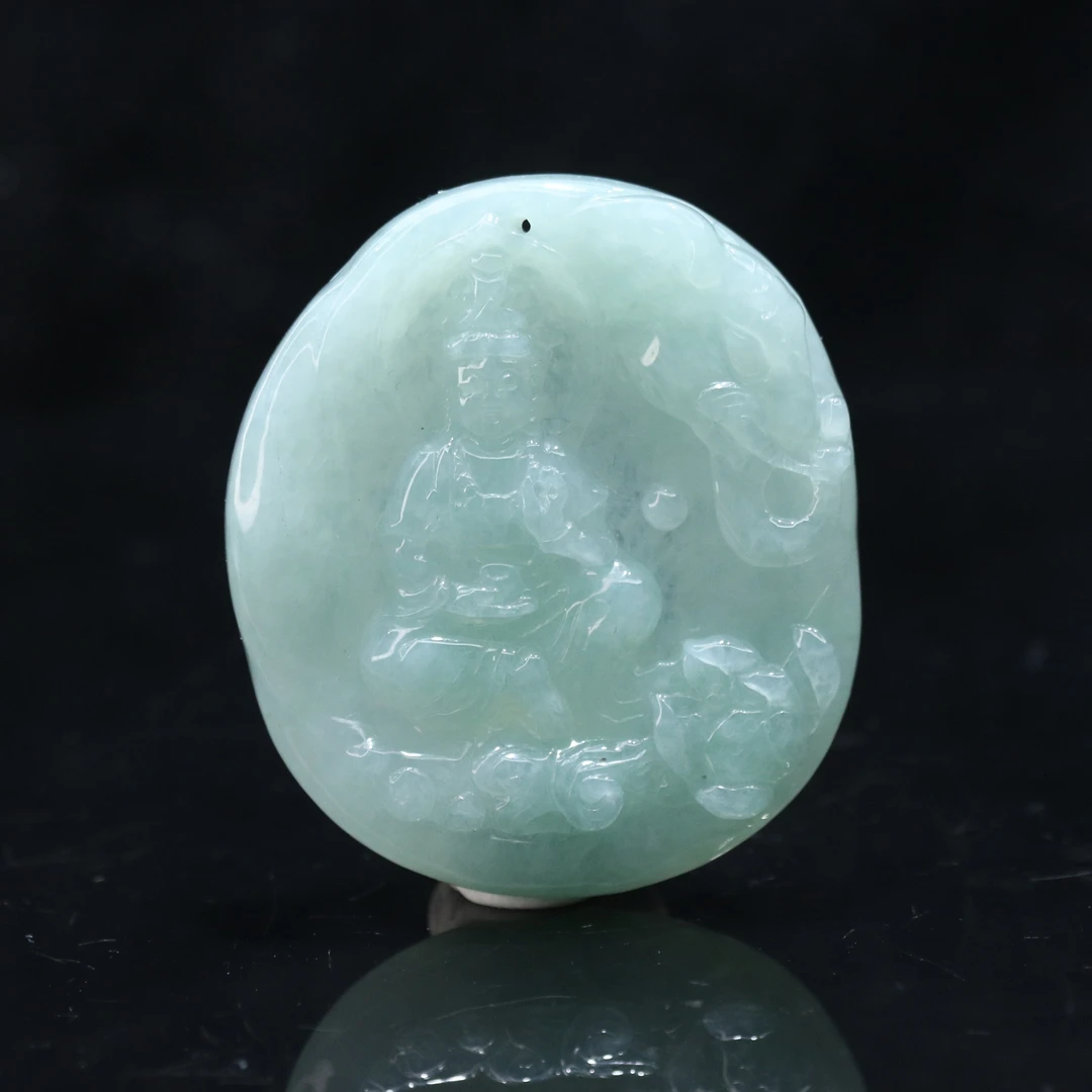 lot10天然A货翡翠观音牌/500926保利厦门拍卖