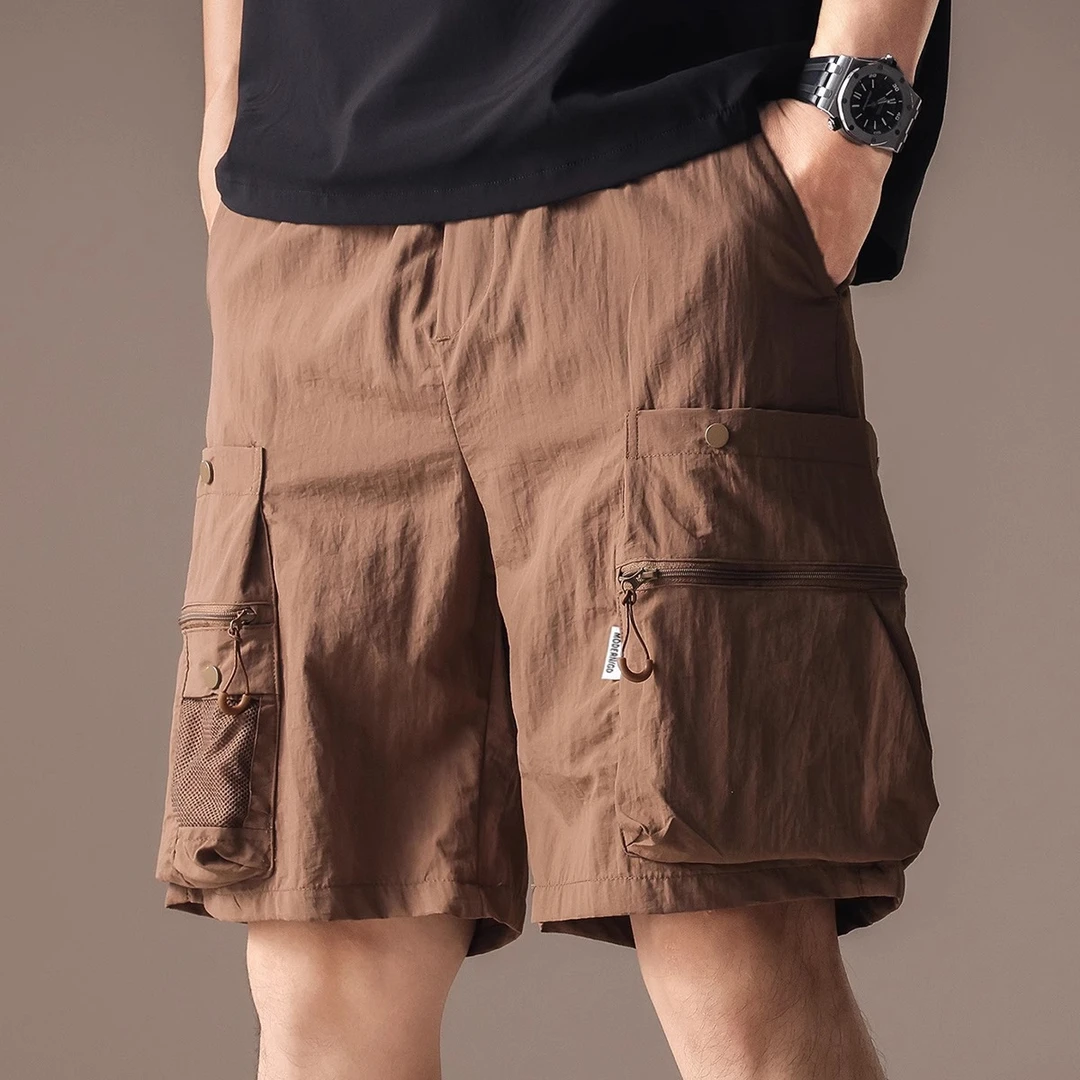 MR.MUDI/穆迪先生高端冰丝凉感工装短裤男夏季宽松大口袋五分中裤