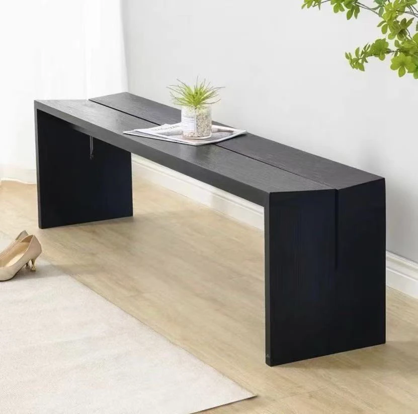 时尚北欧简约长方形实木长凳松木材质支持定制整装创意家用长条