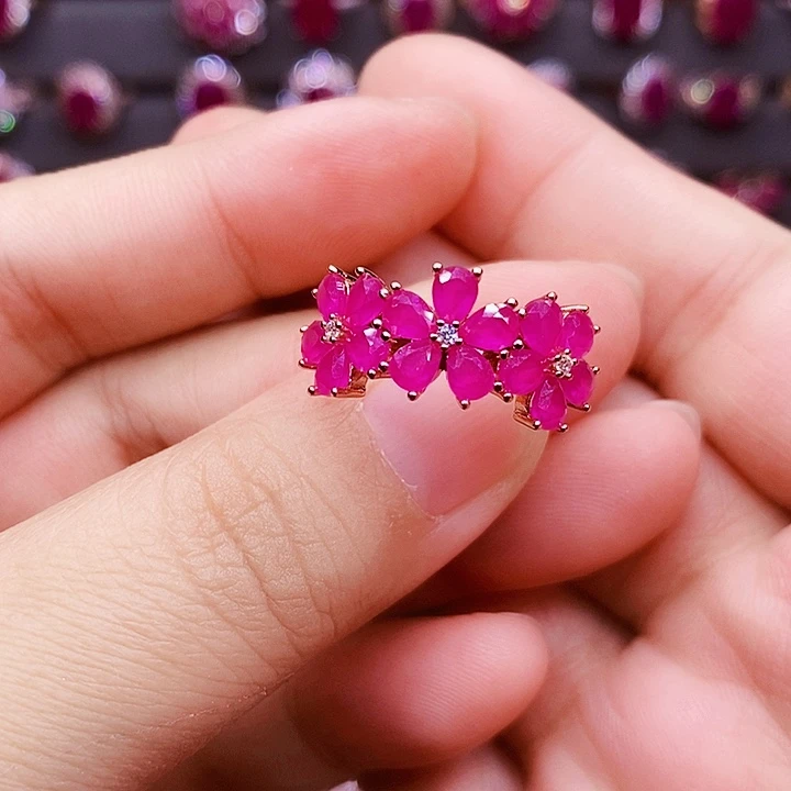 红宝石银S925镶嵌戒指