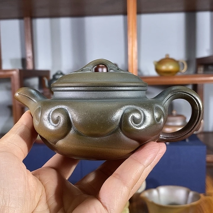 茶壶紫砂200cc仿古如意 底槽清