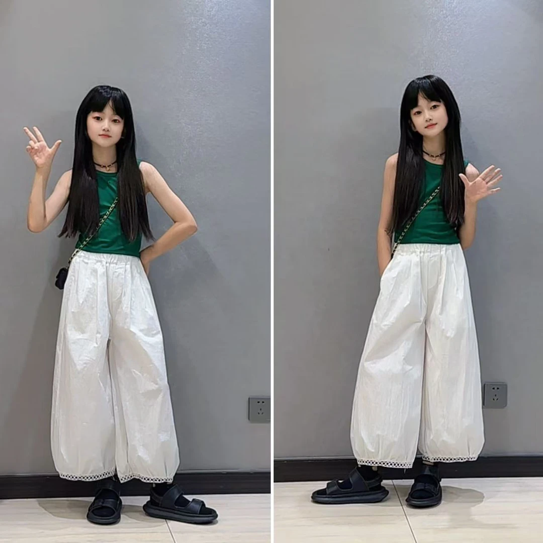 女童夏季套装2025新款儿童洋气无袖背心夏装女孩百搭束脚裤两件套