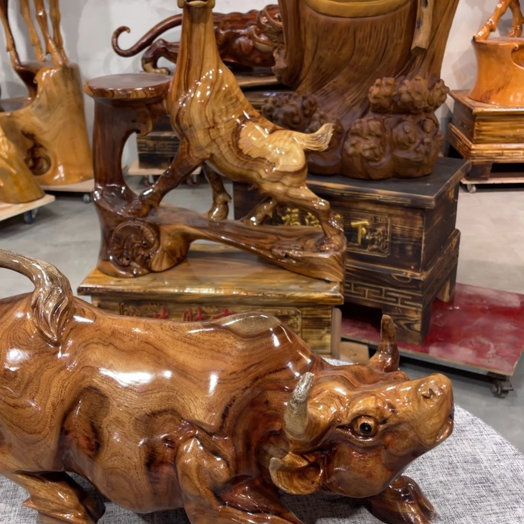 香樟木五*～香樟木手工雕刻牛