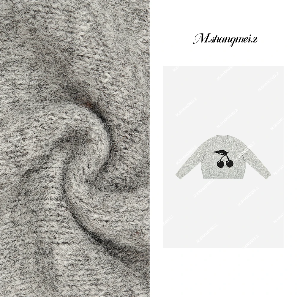 M.SHANGMEI.Z/沐熙【暖心小樱桃】美大哥针织印花宽松毛衣X090802