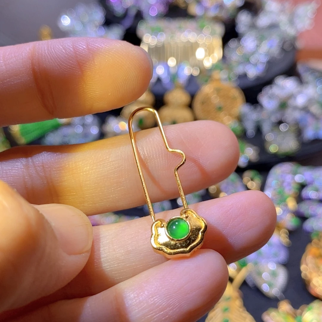 吊坠(不含链)银S925镶嵌翡翠