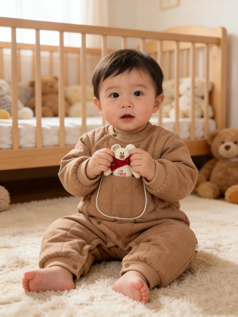 （胖米定制）婴幼儿秋冬300克加厚棉服连体衣