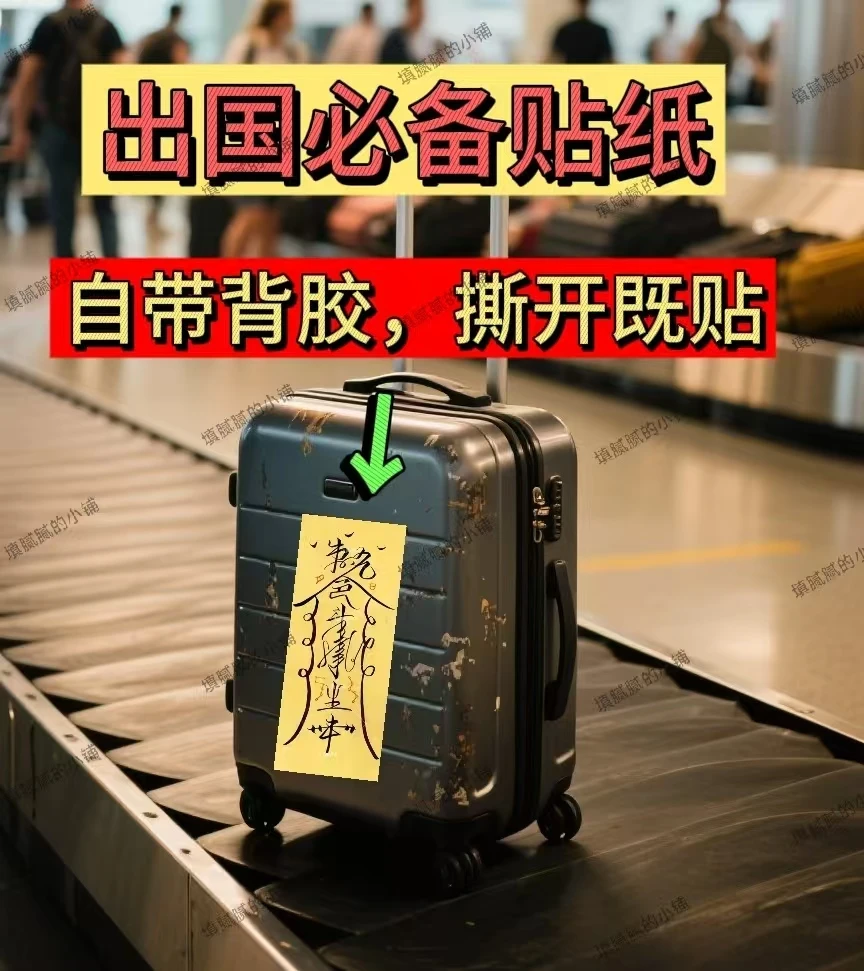 出国行李箱贴纸符玄标签防丢东方神秘力量防水不留胶行李箱防丢贴