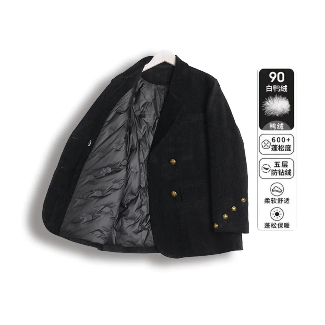 【23560】24年新款90白鸭绒羽绒服西装外套复古韩版冬季保暖