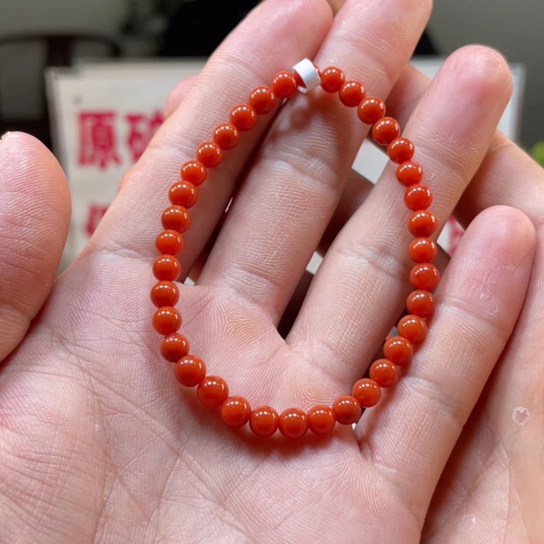 南红玛瑙老南红单圈5m m未镶嵌