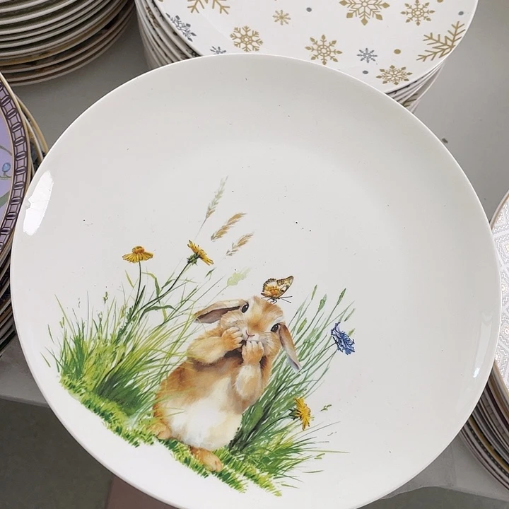 新骨瓷用****1微瑕不忒不换一个八寸浅盘