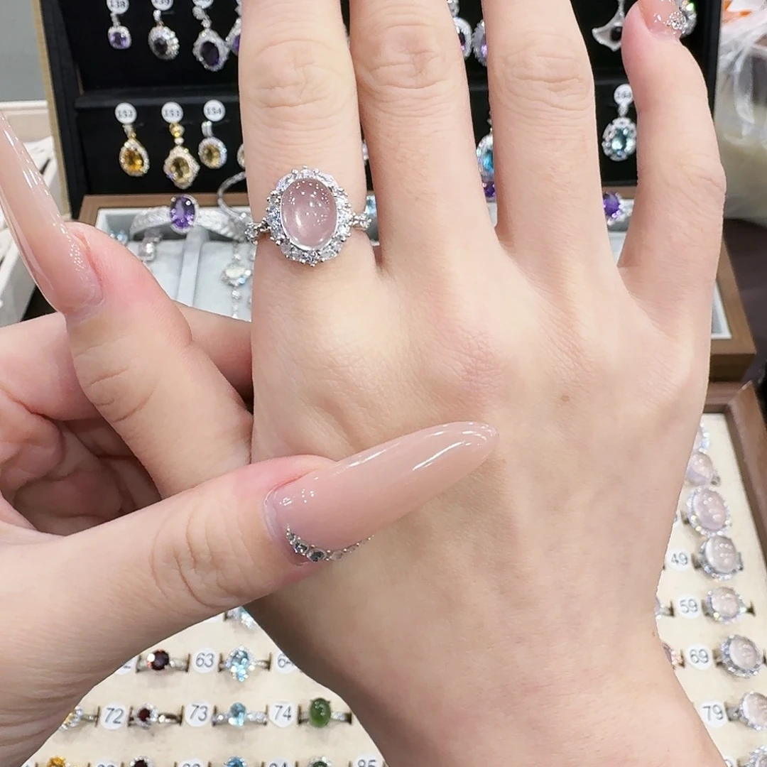 戒指银S925镶嵌芙蓉石