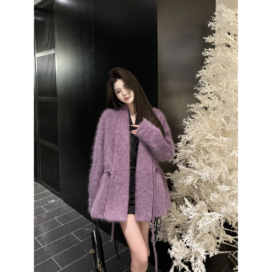 GUIDI GUDI【紫兰纱】高级感时尚气质休闲风羊羔毛外套/黄加蓝