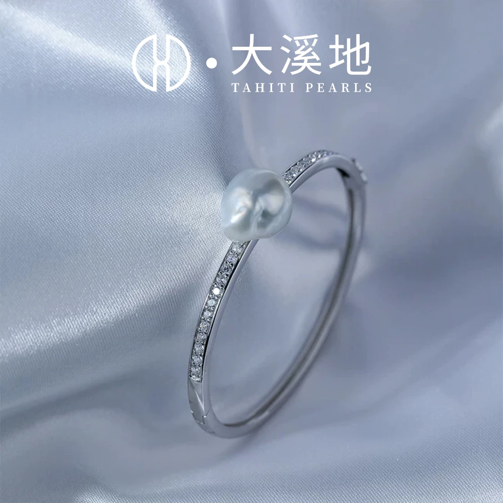 大溪地陈陈推荐澳白珍珠巴洛克手镯925银奢华贵气秋冬皮草搭档