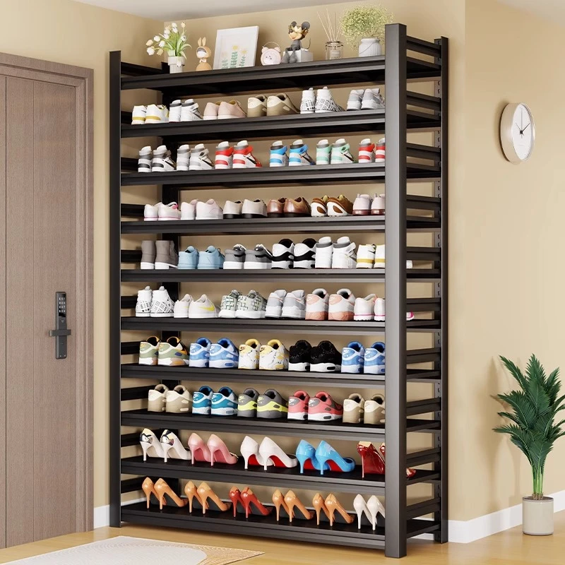 家用钢制鞋架门口落地多层置物架铁艺简易鞋架子玄关入户门后鞋柜