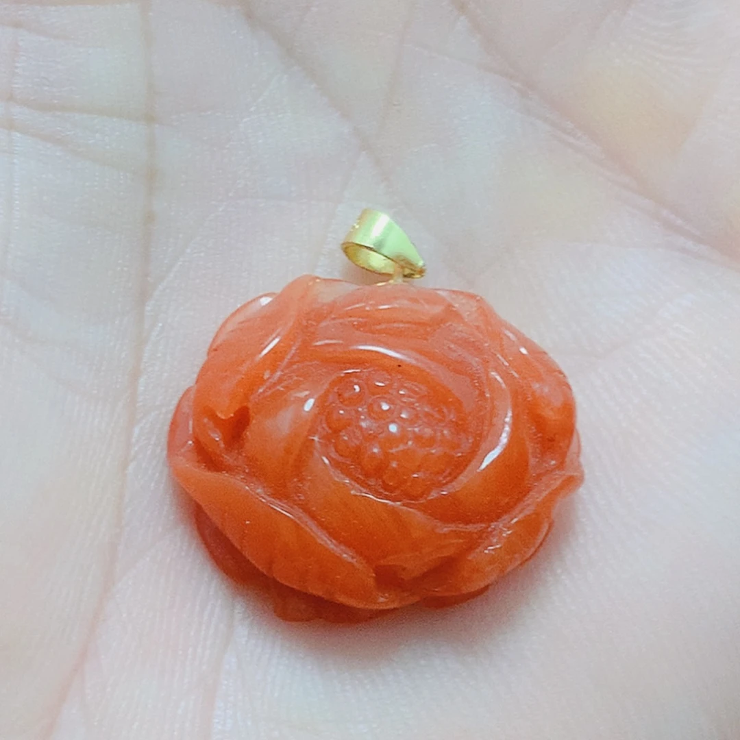 南红玛瑙银S925镶嵌吊坠(不含链)