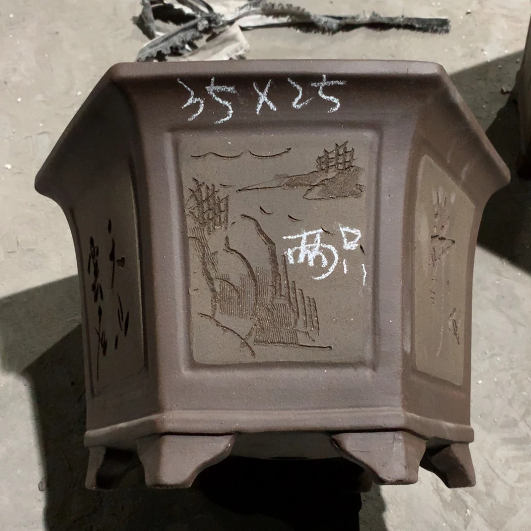 紫砂宜兴紫砂花盆，现货发