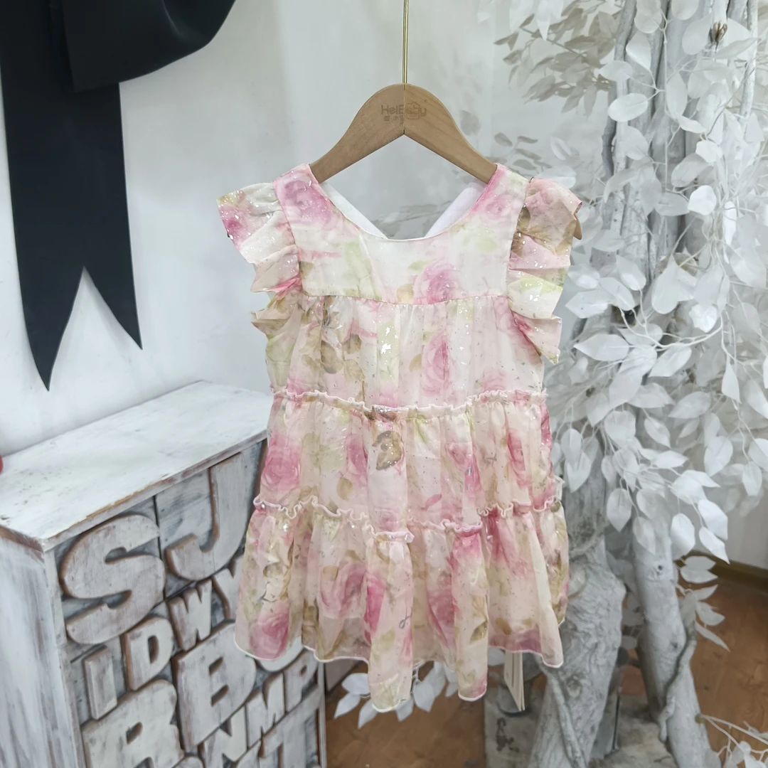 O329粉色雪纺裙子