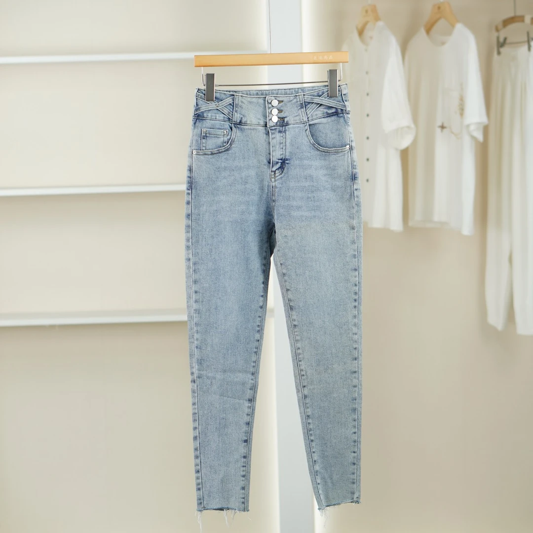 麦迪尚品 一路童行【沙YM】3102019直筒高腰牛仔裤春秋女品牌折扣