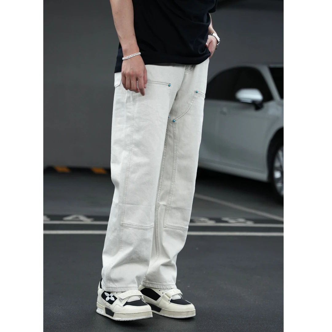 SAM【白桦绿松石】轻奢夏季舒适微弹力防褪色水洗徕卡直筒牛仔裤