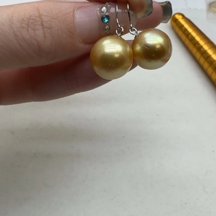 海水珍珠耳饰银S925镶嵌