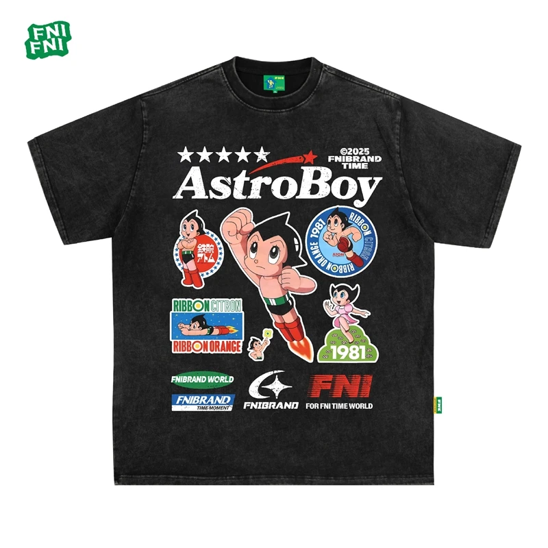 【闪闪牛】FNI绿标（铁臂阿童木）圆领纯棉男女同款t恤美式短袖夏新款