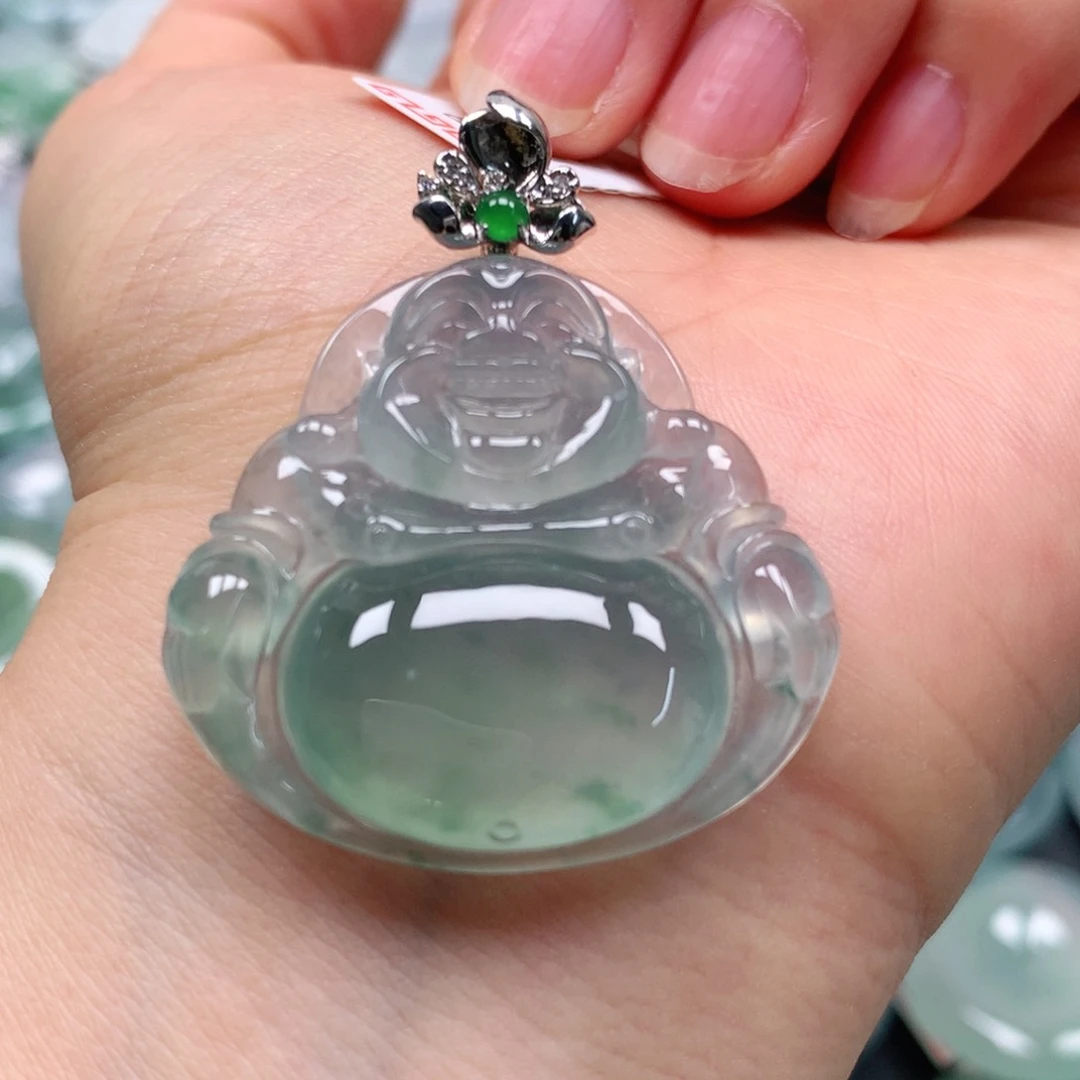 翡翠18K金镶嵌颈饰天**轮天然翡翠