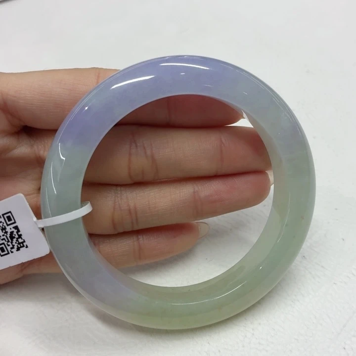 翡翠未镶嵌手镯缅甸翡翠手镯56.6冰三彩福禄寿