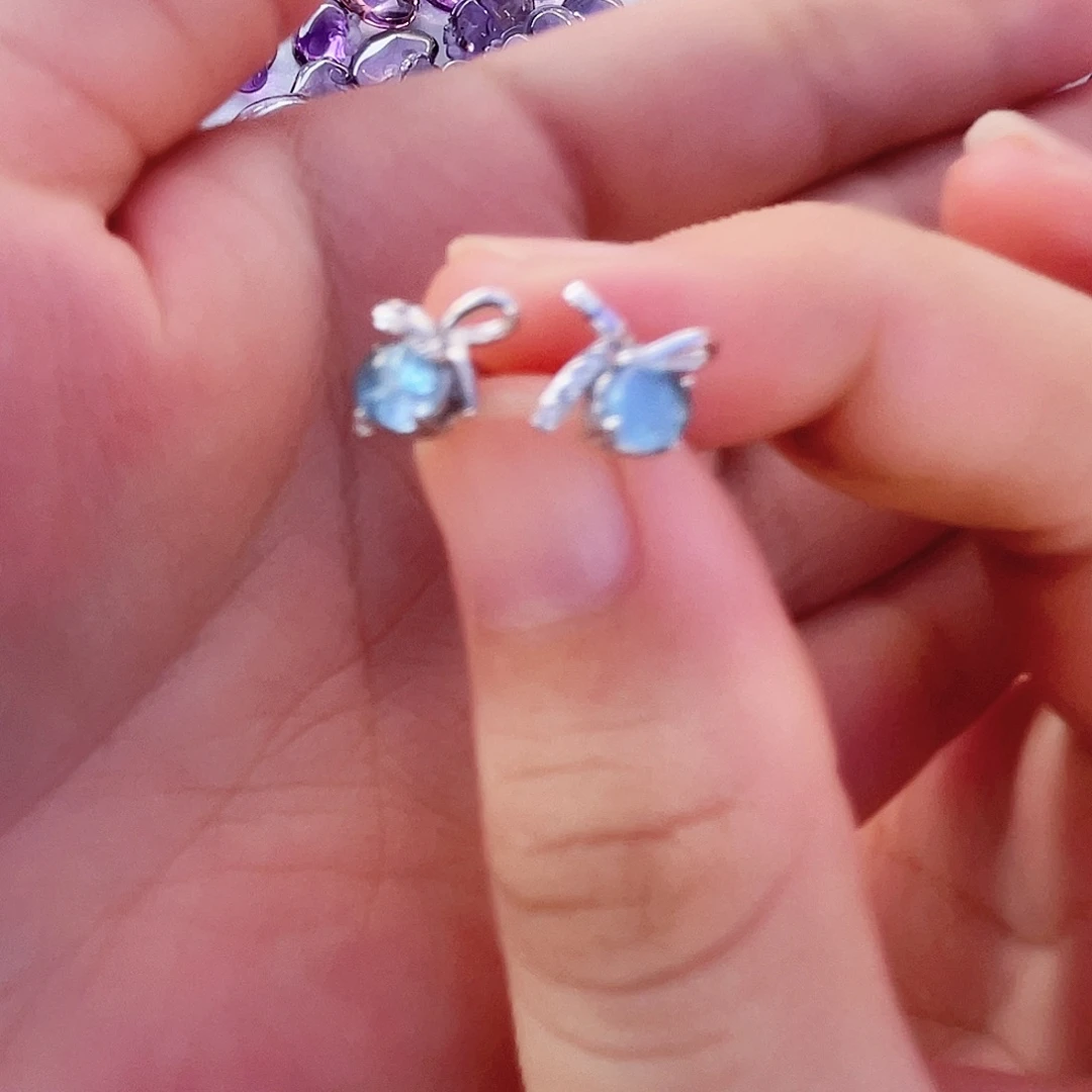 银S925镶嵌耳坠海蓝宝石定制