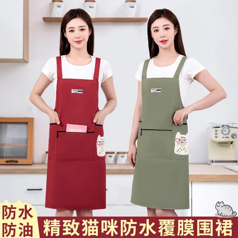 防水围裙女款爆款2025新款厨房专用家用防油污围腰男女餐饮工作服