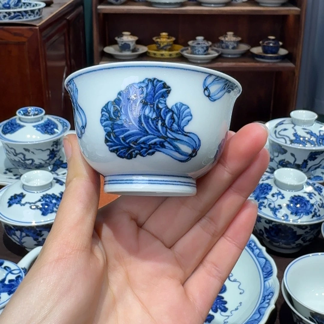 青花雯华堂手绘杯杯