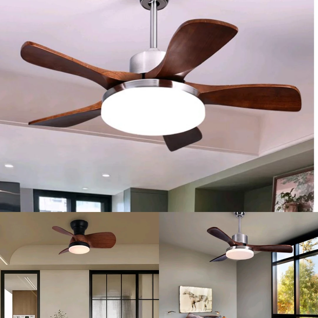 中山高端复古创意餐厅风扇灯全一体灯具吊灯大气中古风客厅风扇灯