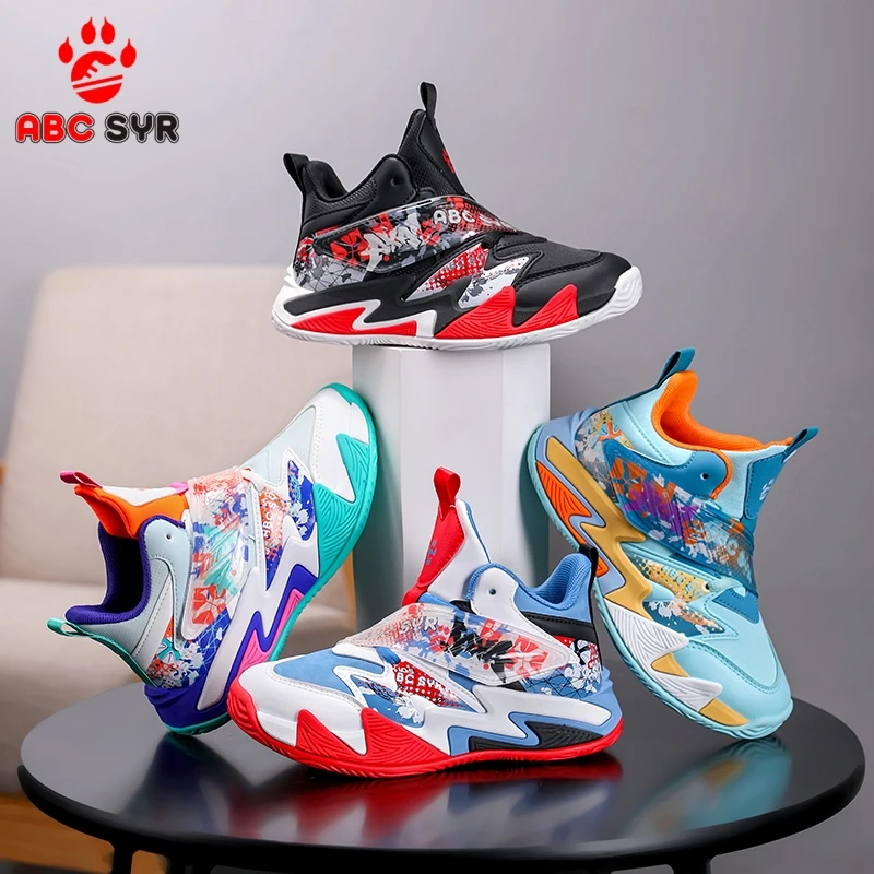 ABC SYR儿童运动鞋2026春秋新款皮面防水篮球鞋男孩鞋子儿童鞋潮