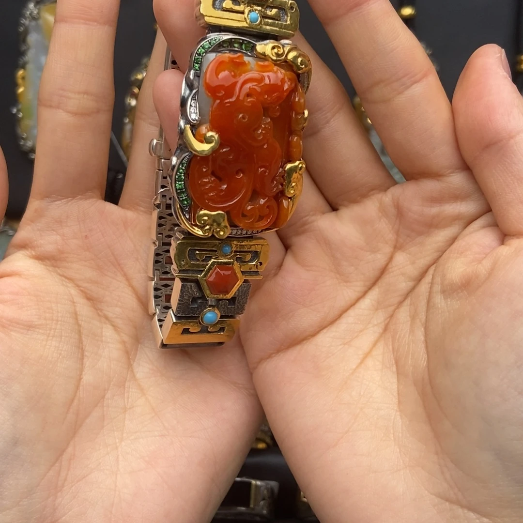 翡翠银S925镶嵌手链