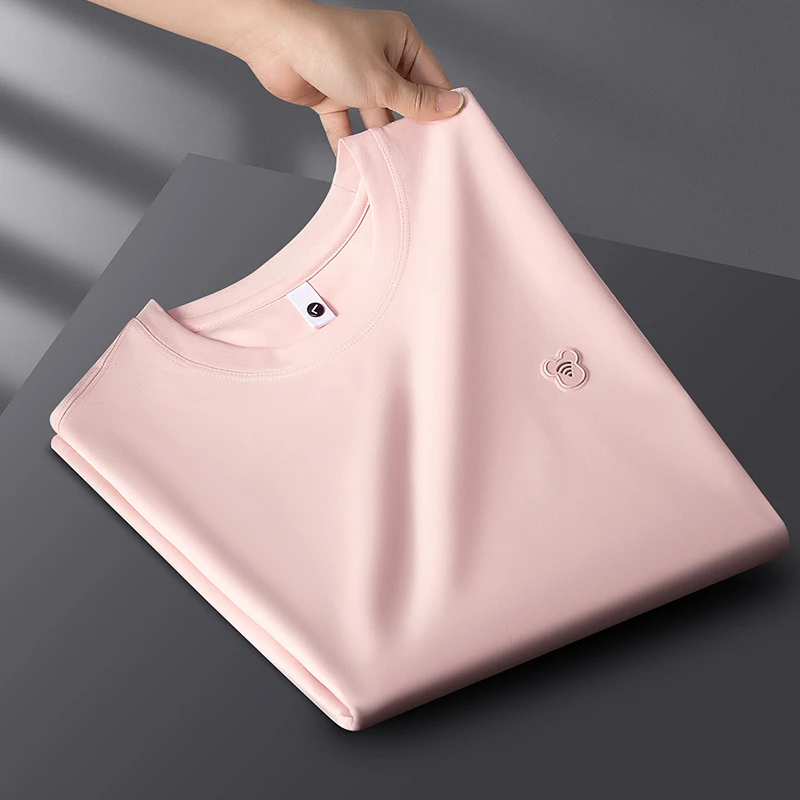 BOTEMER/比提米尔夏季薄款凉感t恤男士短袖修身压凸工艺休闲圆领