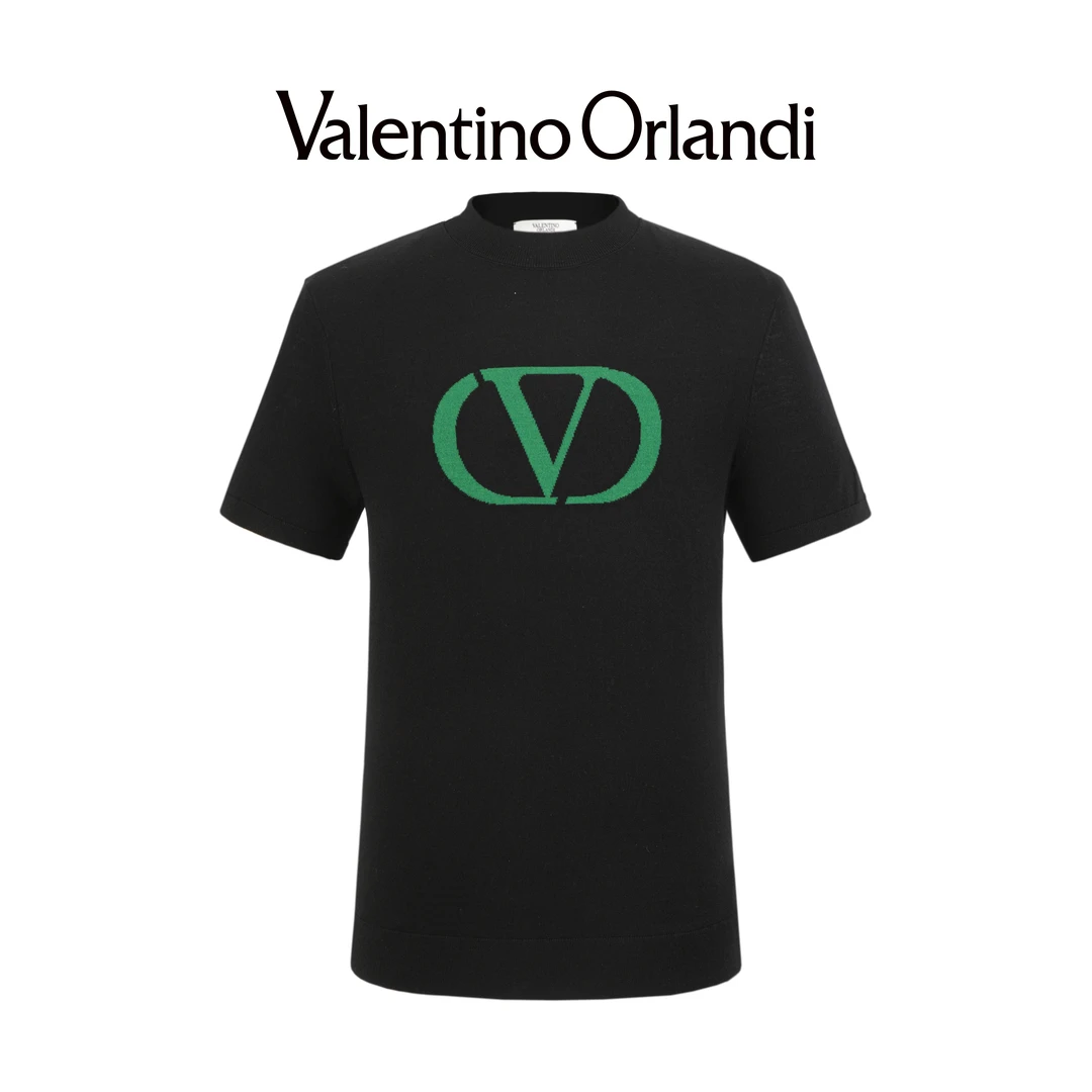 Valentino orlandi男士秋季A版时尚百搭绵羊毛针织短袖T恤羊毛衫