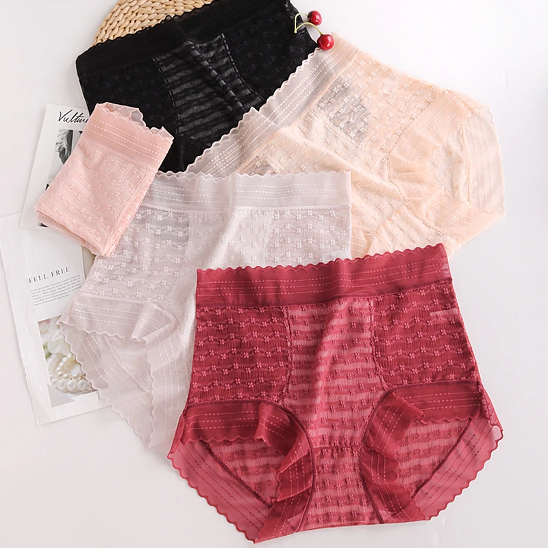 性感蕾丝高腰收腹内裤女士2025新款7a抗菌棉档无痕提臀三角裤257