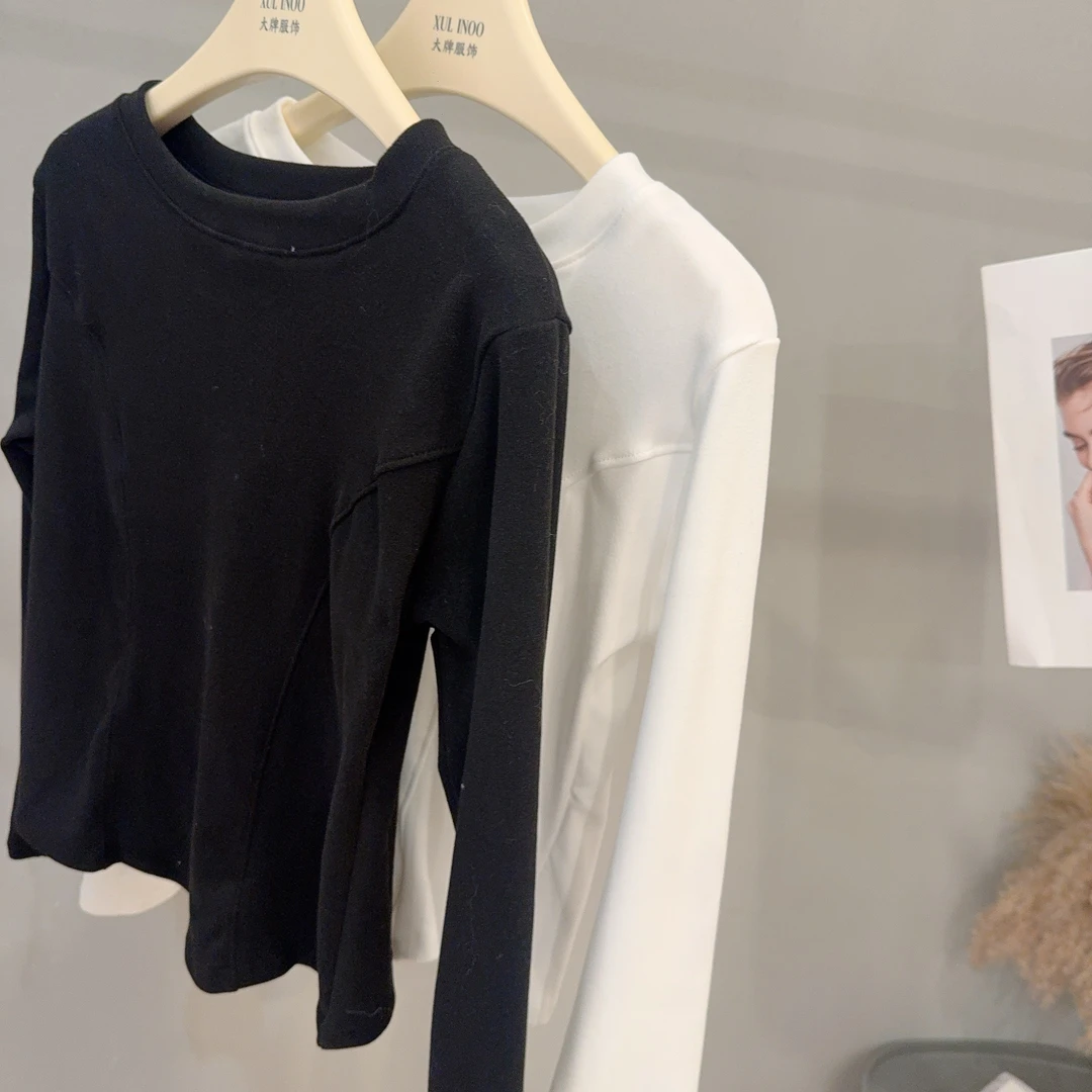 琳心丨秋冬新款多色套头圆领收腰时尚百搭打底衫 5119