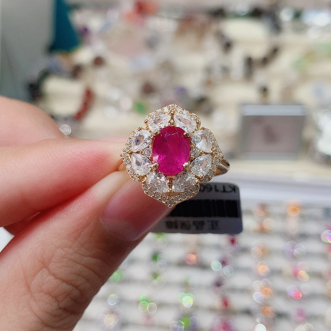 红宝石戒指银S925镶嵌