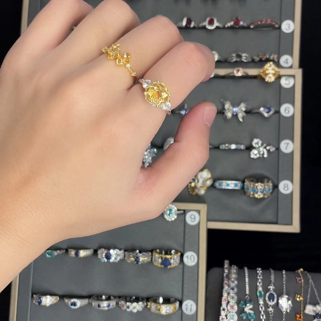 不****戒指银S925镶嵌黄晶拍五份