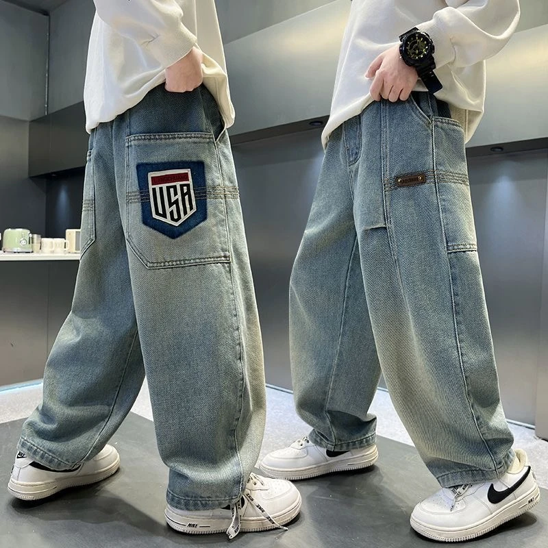 男童牛仔裤2025春秋新款洋气儿童裤子帅气中大童休闲百搭牛仔裤子