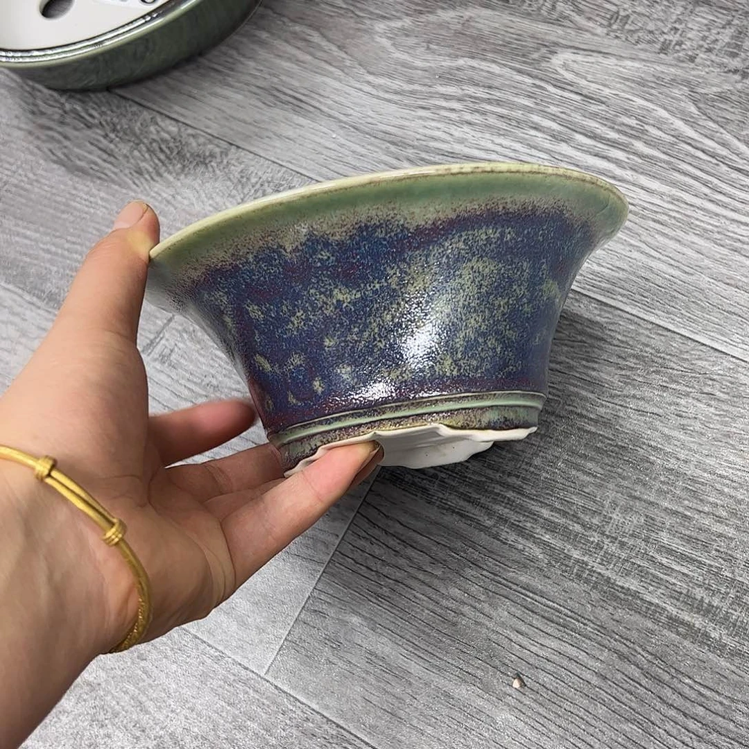紫砂花盆281号瑕疵17/7cm窑变